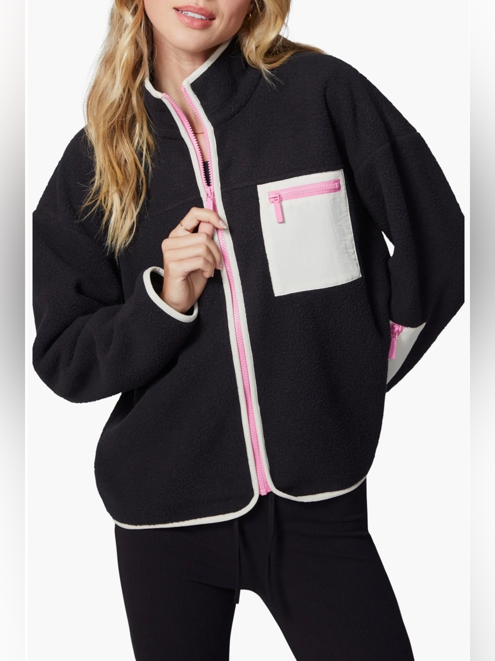 Florence by Mills Cloud 10 Fleece Jacket Black/ Pink Size XL